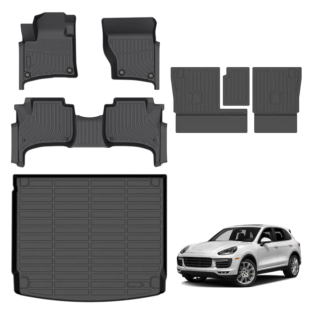Porsche Cayenne 958 Full Set Floor Mats and Trunk Liner 2011-2018 Custom Fit All-Weather TPE