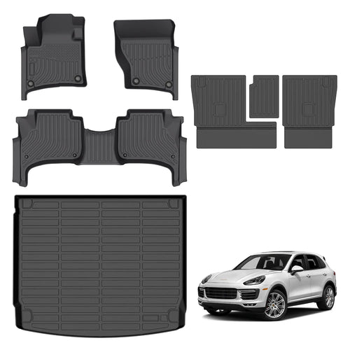 Porsche Cayenne 958 Full Set Floor Mats and Trunk Liner 2011-2018 Custom Fit All-Weather TPE